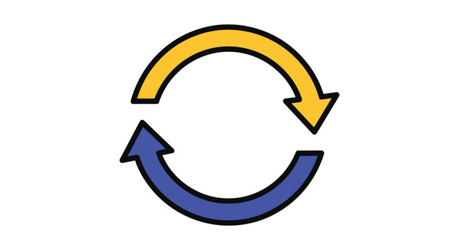Circular arrows illustrating bidirectional or continuous process flow with color contrast
