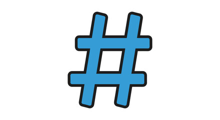 Fototapeta premium A stylized digital icon featuring a hashtag symbol in a modern blue design.