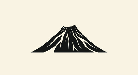 Stylized Black Volcano Silhouette - Abstract Mountain Peak © dani