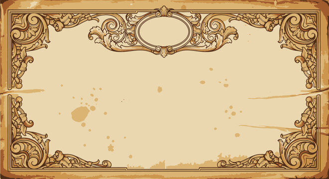 Vintage ornate decorative frame with blank space for text or design.