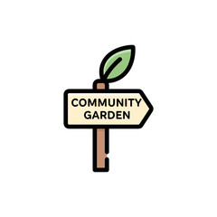 Community Garden Sign with Plant Sustainability Icon