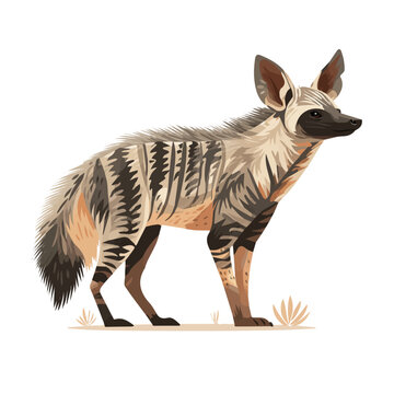 Simple flat 2D vector graphic of a Aardwolf in modern icon style, isolated on a white canvas
