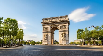 Obraz premium Famous places in France Eiffel Tower, Louvre Museum, Notre-Dame Cathedral, Arc de Triomphe, Palace of Versailles for Travel, Tourism, Holiday