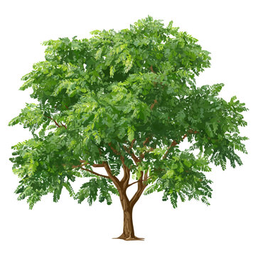 Flat 2D Black Locust Tree vector illustration, icon graphic on white background