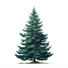 Fototapeta premium Fir Tree, 2D flat vector illustration in icon style, isolated on a white background
