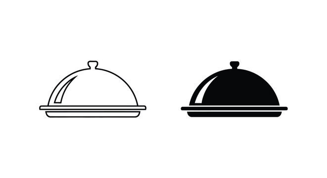 Black and white illustration of two covered serving dishes on a plain background in a simple graphic style.