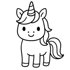 Cute Kawaii Unicorn Coloring Page &ndash; Adorable Unicorn for Kids
