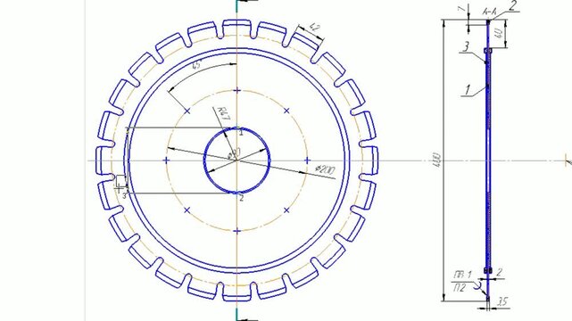 Video of design of technical engineering
drawing. Animation of creating
dimensions of parts of mechanical device.
Industrial technic educational machine scheme 
on white paper sheet. 