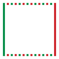 Obraz premium Abstract red and green square dotted frame border with solid lines. Italian vector illustration. Made in Italy.