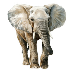 Fototapeta premium Elephant, high quality watercolor illustration with transparent textures, isolated on a white background.