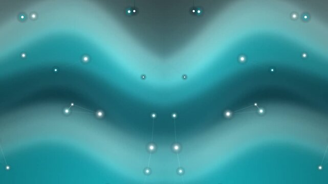 Abstract Teal Wave Pattern with Sparkling Lights.