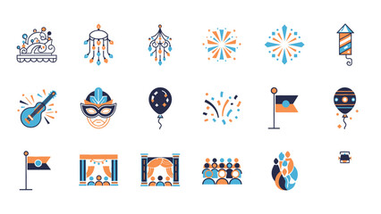 Fototapeta premium Collection of Celebration and Event Icons.
