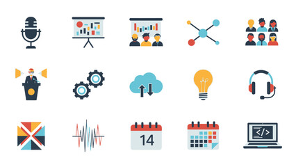 Fototapeta premium Collection of Business and Technology Icons for Presentations and Web Design.