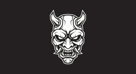Fototapeta premium Oni mask illustration monochrome design