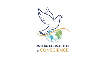 Fototapeta premium International Day of Conscience with a dove flying over the earth, symbolizing peace and global unity on a significant day