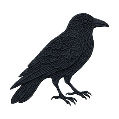 Fototapeta premium PNG Intricate black lace raven silhouette.
