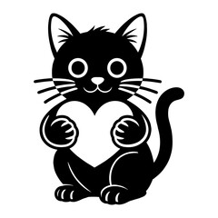 Black Cat Holding Heart © KayBeeSVGs