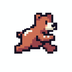 Fototapeta premium Running Wild Boar Pixel Art Character in 8-Bit Style
