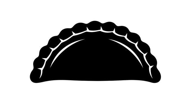 Black Silhouette of a Savory Empanada Pastry Icon