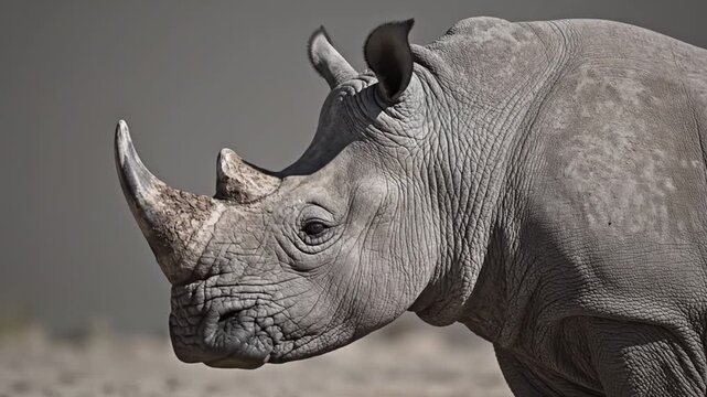 rhino close-up, african wildlife, endangered species, horn, grey skin