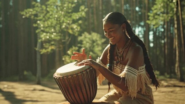 Tribal playing djemb&eacute; happy, Ia Generative