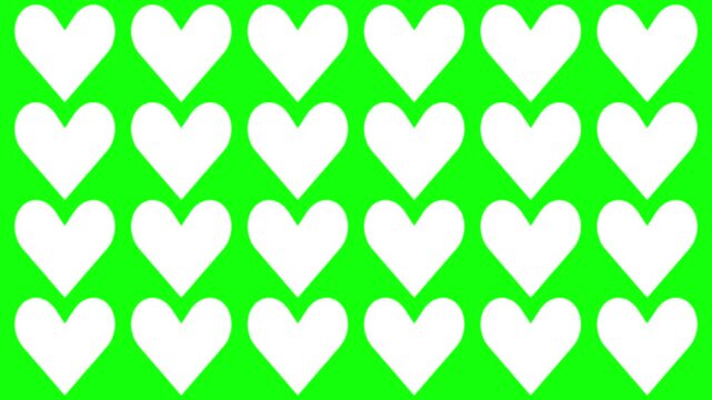White Heart Pattern Transition on Green Screen &ndash; Romantic Stinger Overlay