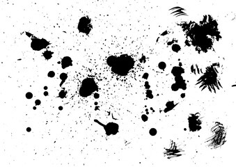 Black Ink Splatter Isolated on White Background &ndash; Abstract Paint Splash Texture Set