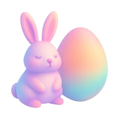 Obraz premium PNG Pastel bunny with colorful egg.