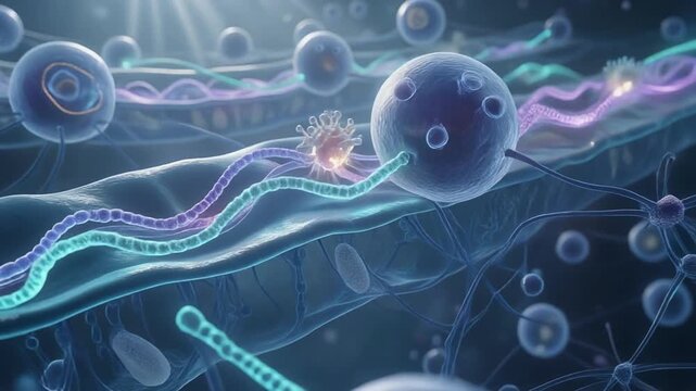 Interferon-triggered molecular cascade network spreads through cellular matrix in ultra-complex cinematic visualization