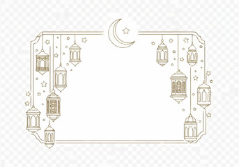 Obraz premium Islamic Ramadan Lanterns and Crescent Moon Border Design.