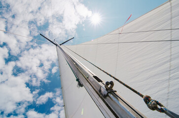 Fototapeta premium Sailing Boat Mast and Sail on Lake Geneva