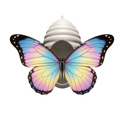 Colorful butterfly with beehive