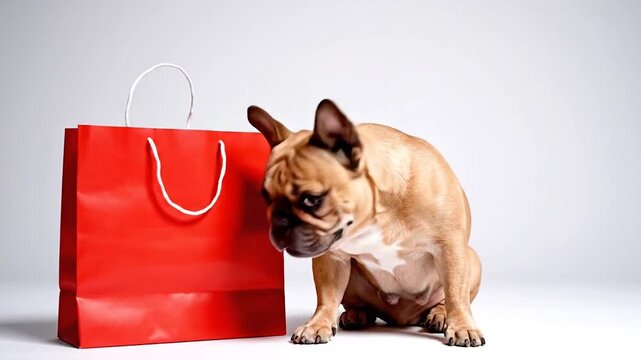 French Bulldog Shopper, cute pet lifestyle concept