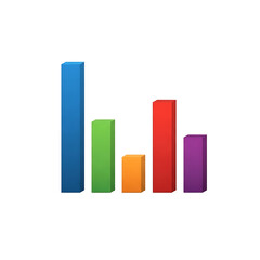 A colorful bar graph on a transparent background showing data analysis and statistics