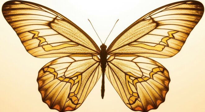 Elegant butterfly with delicate wing patterns resting gracefully on a plain background