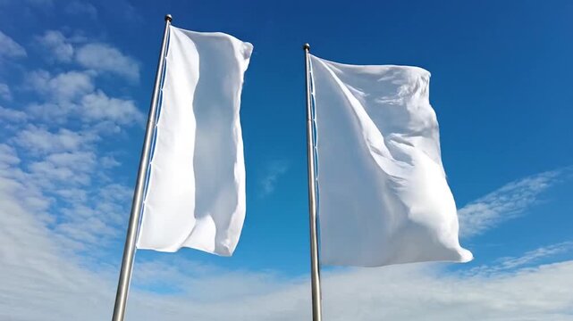 White Flags in Sky, peace and surrender concept