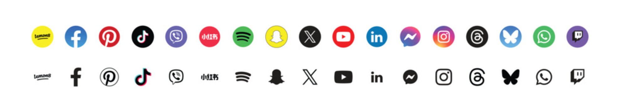 popular social media logos vector icon set of for editorial use