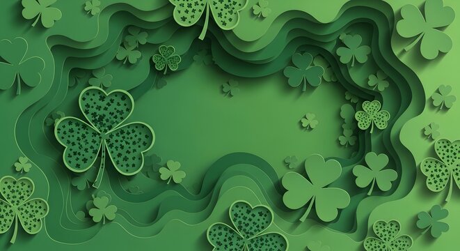 St patrick's day green shamrock frame background