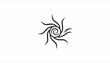 Naklejka premium Abstract Swirl Sun Symbol, Black Ink Tattoo Design, Spiral Energy Graphic