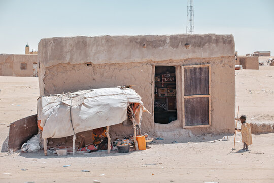 Modest Outpost Shop on Stilts in the Dry Northern Chad Landscape.