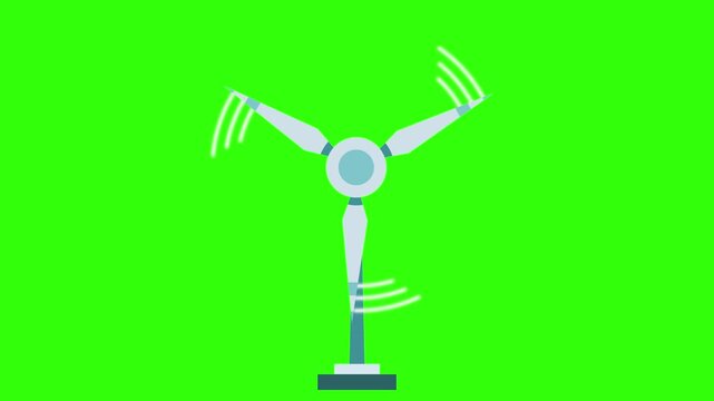 Wind turbine spinning on green screen