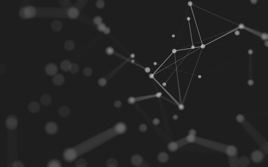 Obraz premium Abstract background. Molecules technology with polygonal shapes, connecting dots and lines. Connection structure. Big data visualization.