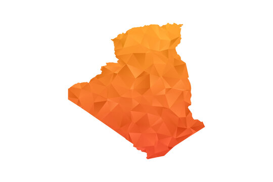 Algeria Map - Polygon Style Vector Illustration in Orange Gradient, Low Poly Geometric Design, Isolated on White Background for Infographics and Education.