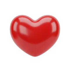 Glossy Red Heart Shape Isolated Transparent Background