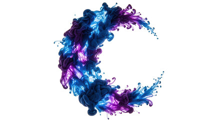 Fototapeta premium Abstract Blue Purple Ink Splash Crescent Black Background