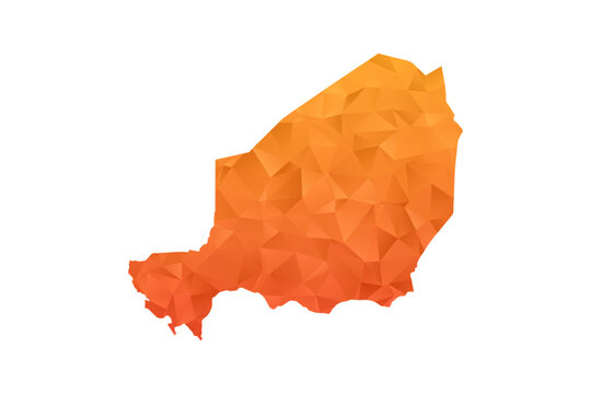 Niger Map - Polygon Style Vector Illustration in Orange Gradient, Low Poly Geometric Design, Isolated on White Background for Infographics and Education.