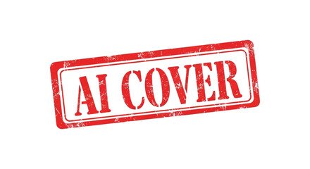 A red rectangular stamp displaying the text ai cover in white offering versatility on transparent background silhouette high quality professional detailed