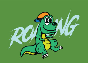 Fototapeta premium dinosaur illustration with japanese style for kaijune event
