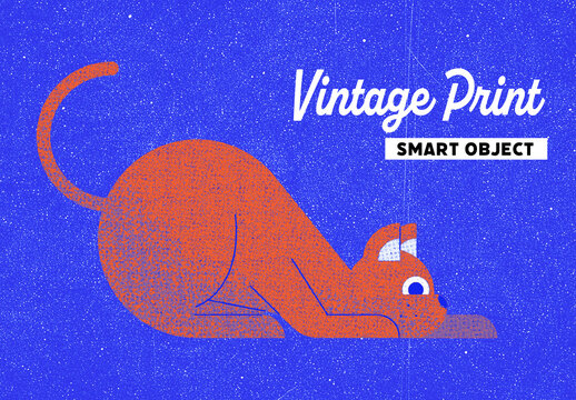 Duotone Grainy Vintage Print Effect Mockup