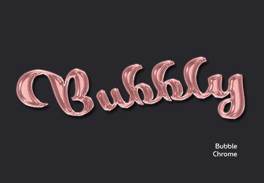 Bubble Glitter Chrome Script Text Effect